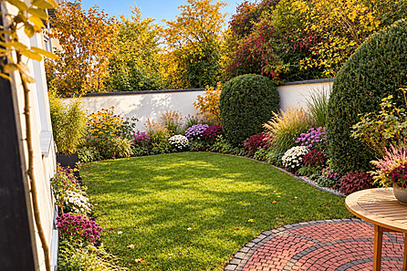 Garten zum Erdgeschoss AI bearbeitet