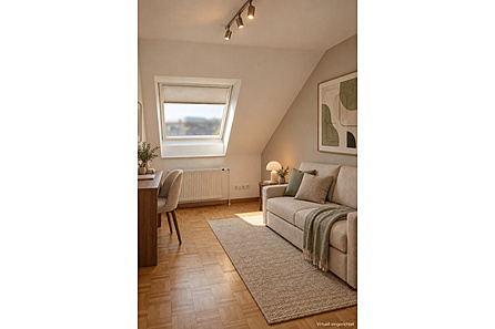Gästezimmer oder Arbeitszimmer mit KI möbliert