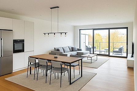 Offene Wohnküche visualisiert