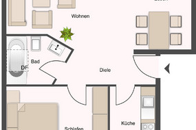 Ausreichend Platz auf 55 qm, 2ZKDB und ZWEI Balkone