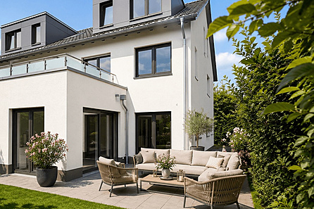 Terrasse mit visualisierter Möblierung