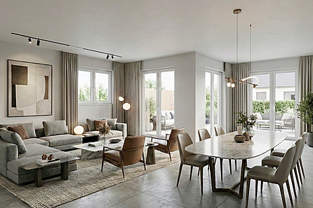 Wohn-Esszimmer visualisiert