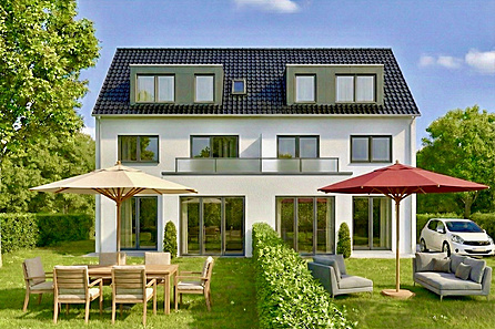 Außen mit Garten visualisiert