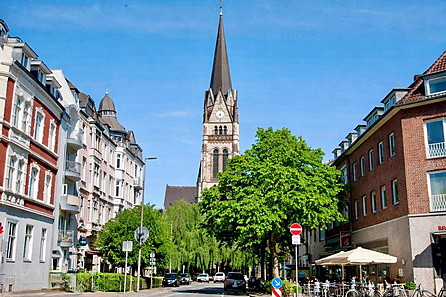 Kreuzviertel mit Blick auf die Kirche