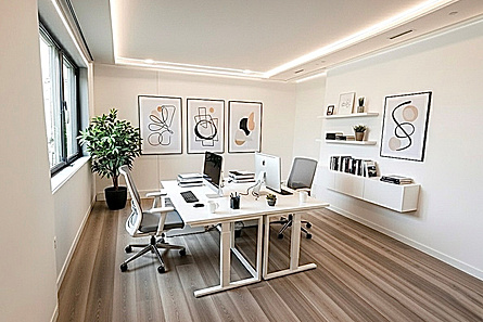 Anbau Büro 3 zum Atrium visualisiert