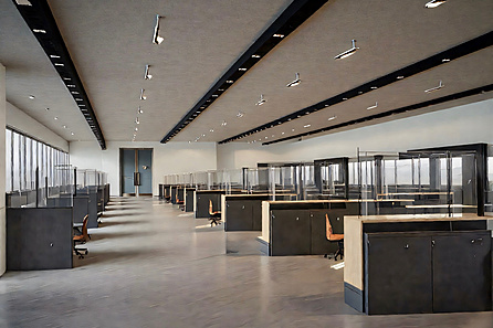 Großraumbüro visualisiert