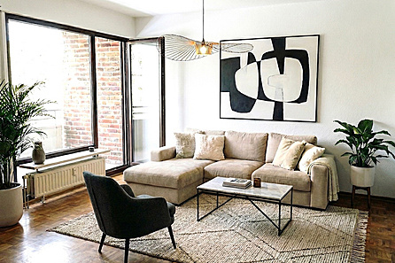 Wohnbereich mit Balkon visualisiert